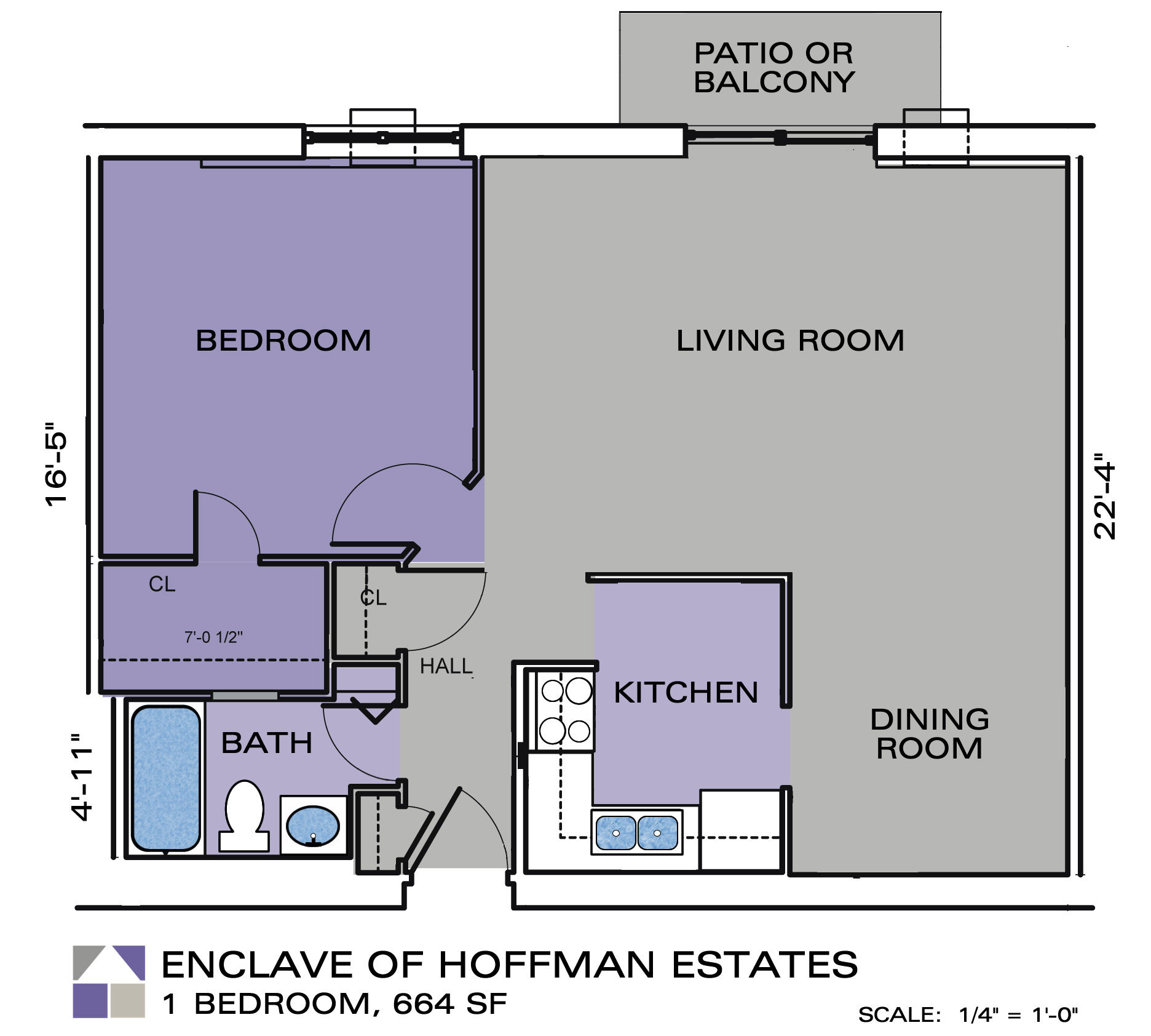 Enclave Apartments One Bedroom Floor Plan